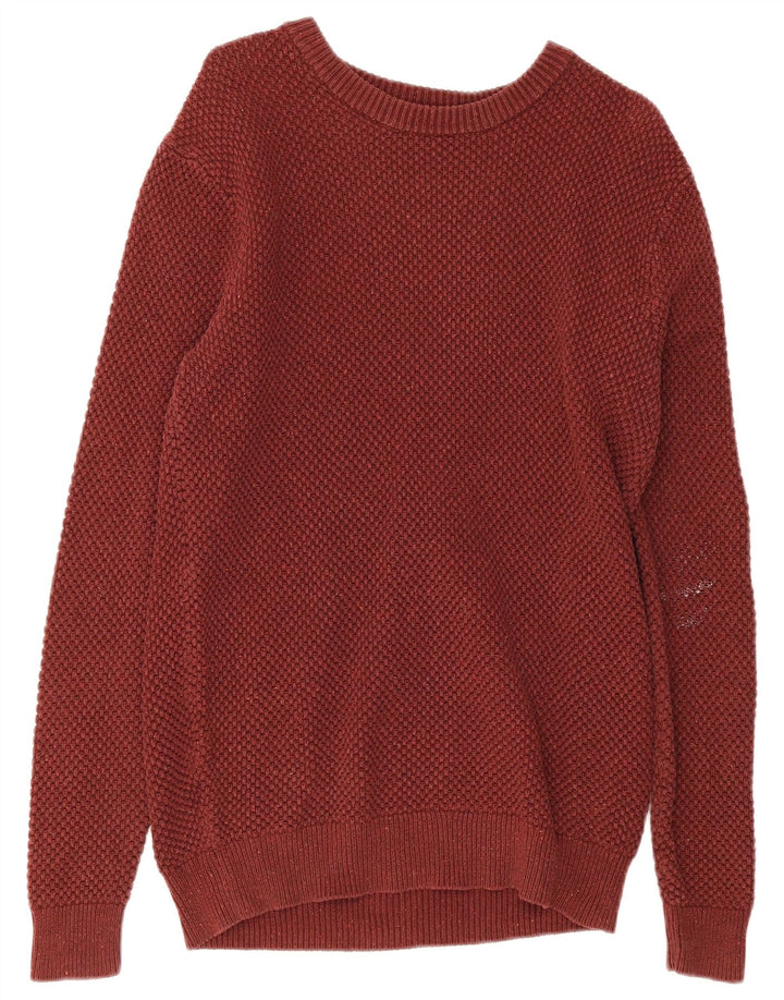 Zara Męski sweter z dekoltem w łódkę XL, czerwony, bawełniany