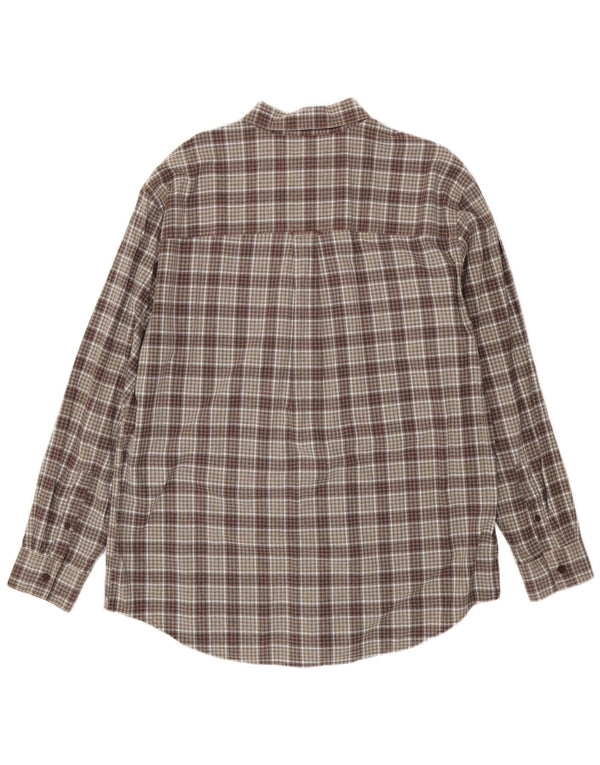 Chaps Mens Shirt XL Brown Check Cotton