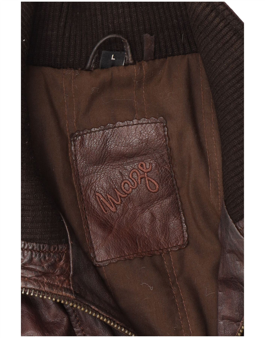 MAZE Męska kurtka skórzana UK 40 duża brązowa skóra