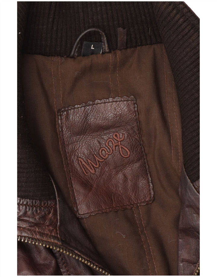 MAZE Męska kurtka skórzana UK 40 duża brązowa skóra