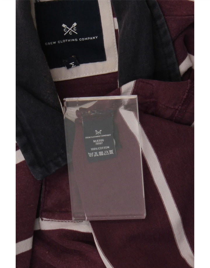 CREW CLOTHING Męska koszulka polo do rugby z długim rękawem, w średnie fioletowe paski