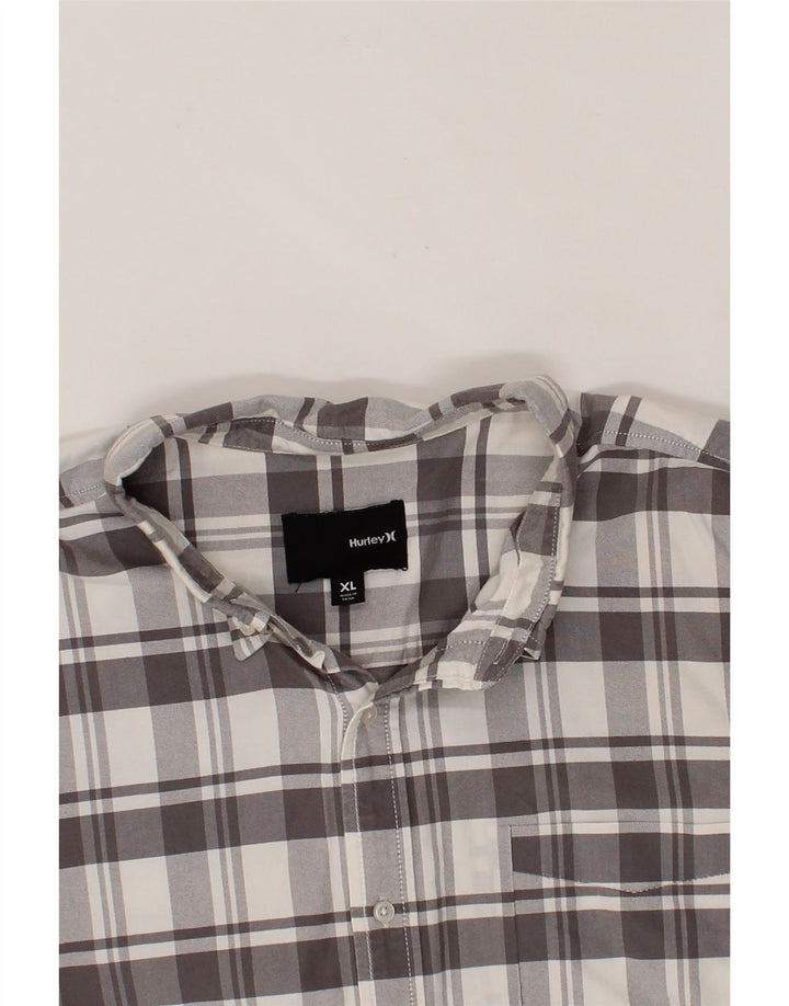 HURLEY Mens Short Sleeve Shirt XL Grey Check Cotton Vintage Hurley and Second-Hand Hurley from Messina Hembry 