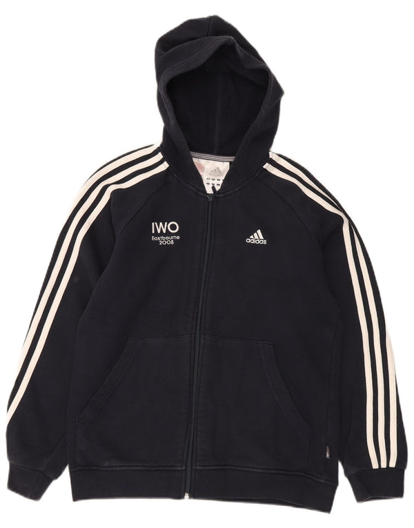 Bluza chłopięca ADIDAS z kapturem i zamkiem, 11-12 lat, granatowa, bawełniana