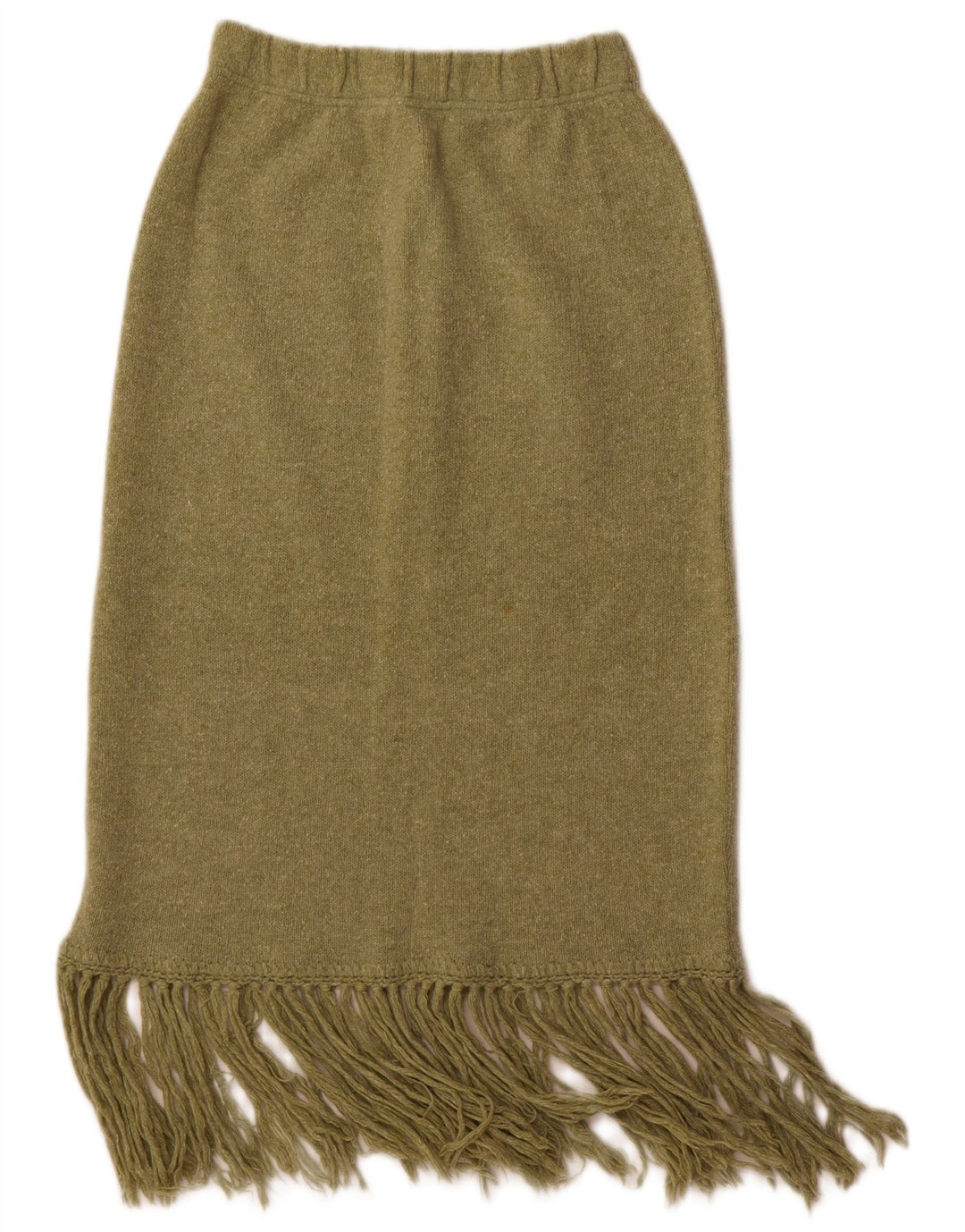 Vintage damska dzianinowa spódnica midi, średnia W28, zielona wełna