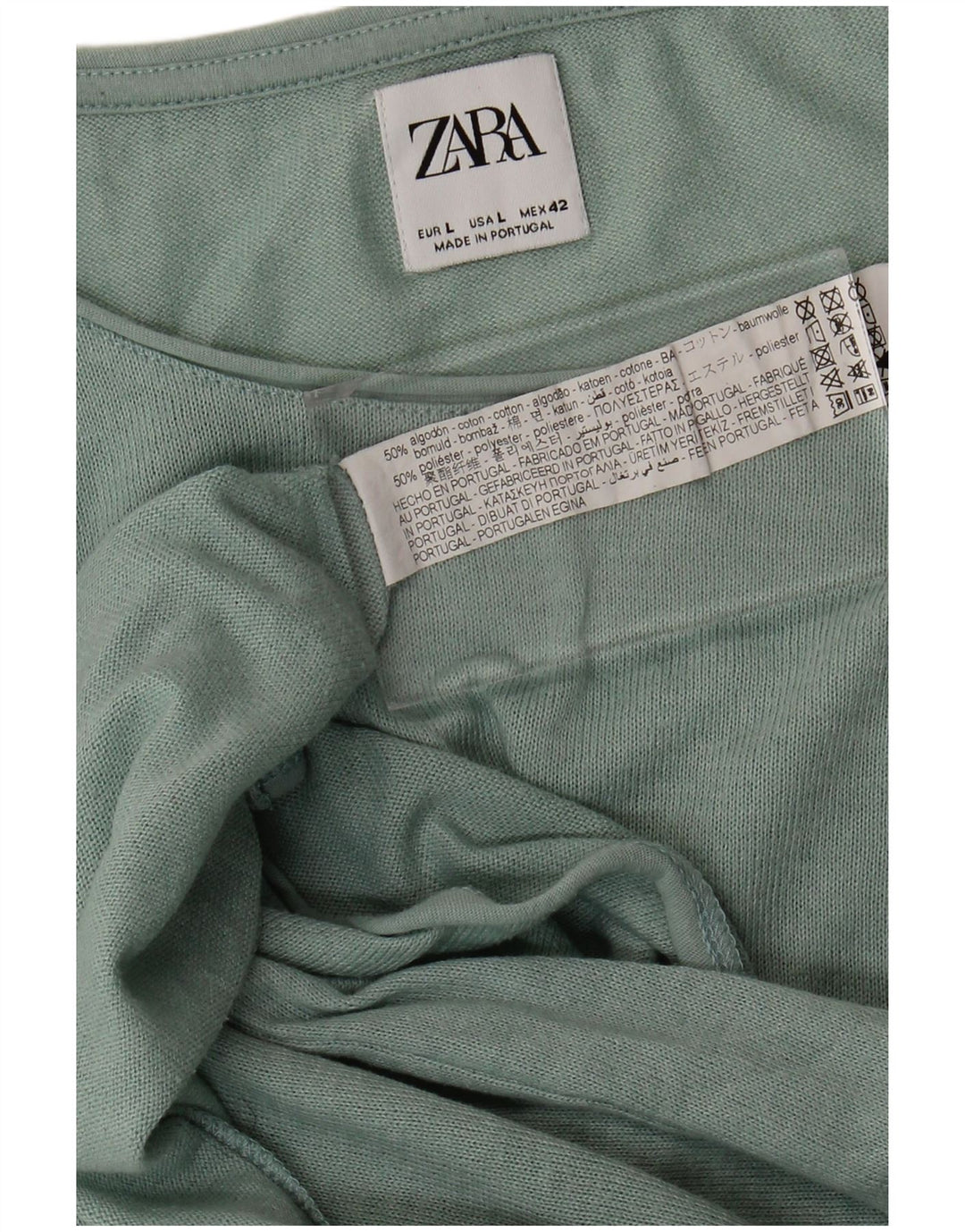 Męski T-shirt Zara, duży, zielony, bawełniany