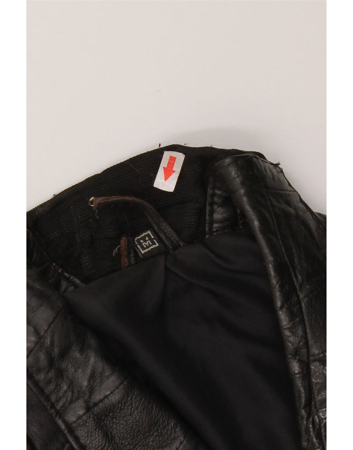 Vintage damska kurtka skórzana Bomber UK 12, średnia czarna skóra