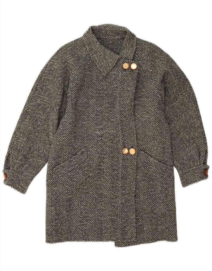 Płaszcz damski w stylu vintage UK 14 Średni szary w jodełkę