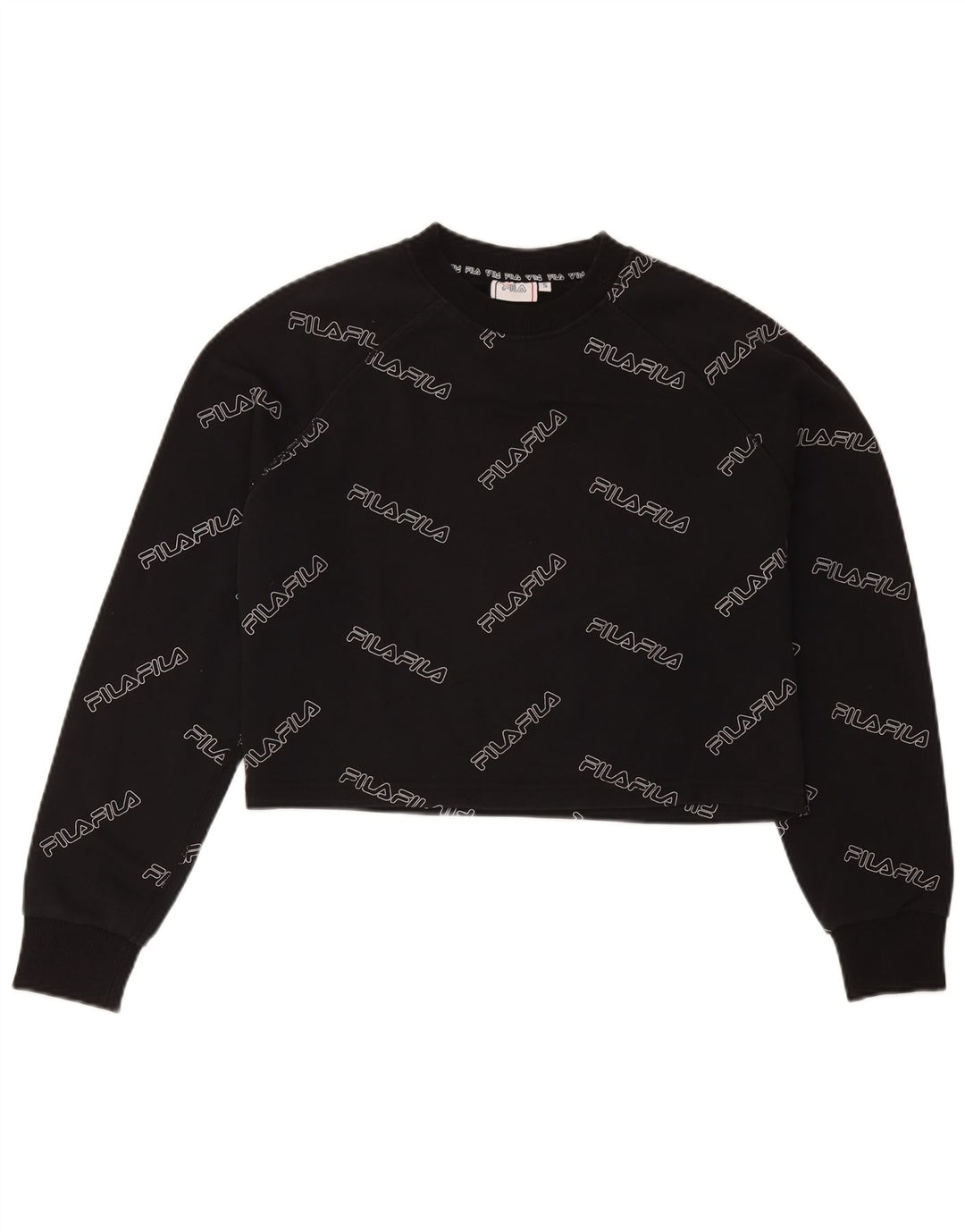 Bluza damska Fila Oversize z grafiką Crop Jumper UK 10 Small Black