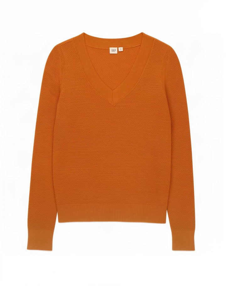 Sweter damski Gap z dekoltem w kształcie litery V, UK 14, średni brązowy, bawełniany