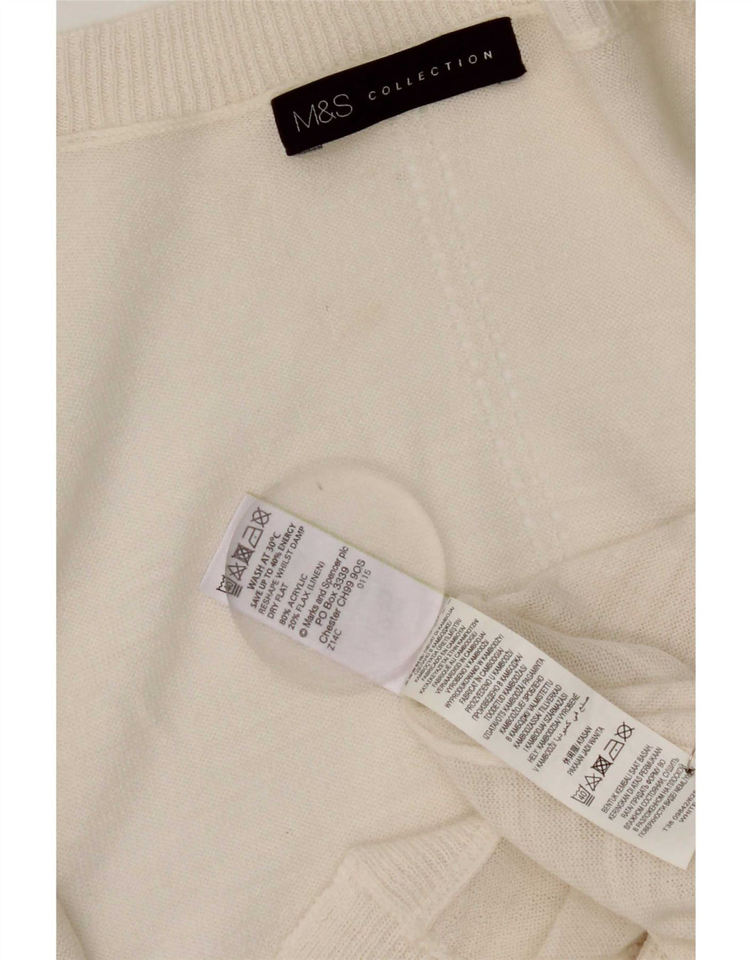 Sweter damski Marks & Spencer Longline Open Cardigan UK 14, średni biały
