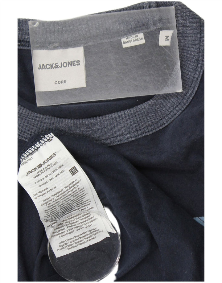 Męska koszulka z grafiką JACK & JONES, średnia, granatowa, bawełniana
