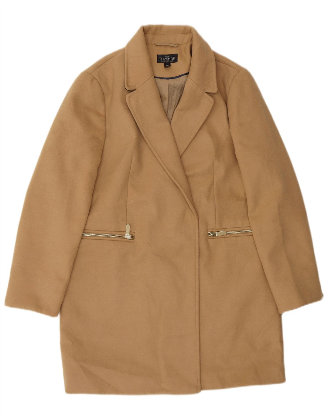 Topshop damski płaszcz otwarty UK 10 mały beżowy poliester