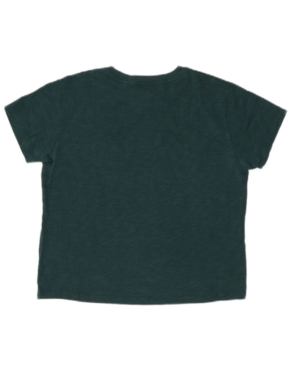 Damska koszulka z grafiką SUPERDRY Top UK 14, duża, zielona bawełniana w plamki