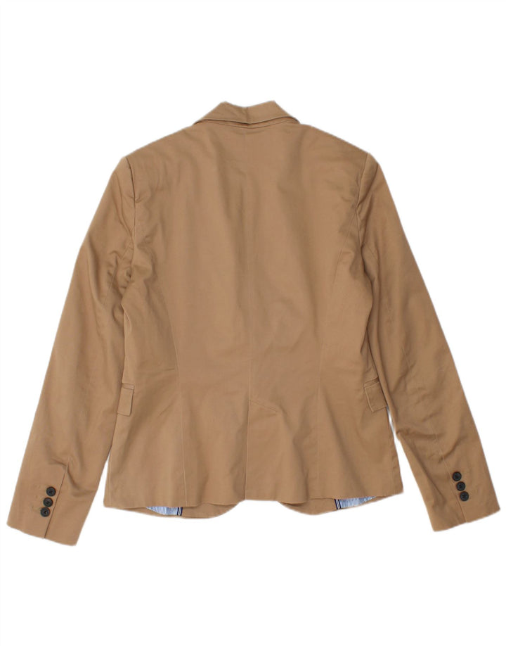 Damska marynarka ZARA zapinana na 1 guzik UK 14, duża, brązowa, bawełniana