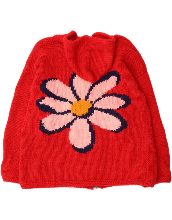 Vintage damski sweter z kapturem z grafiką UK 22 3XL czerwony w kwiaty