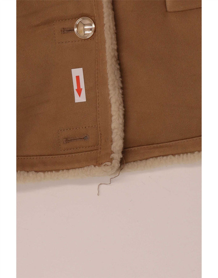 Damska kurtka oversize Sherpa Zara UK 6 XS, brązowa, poliester
