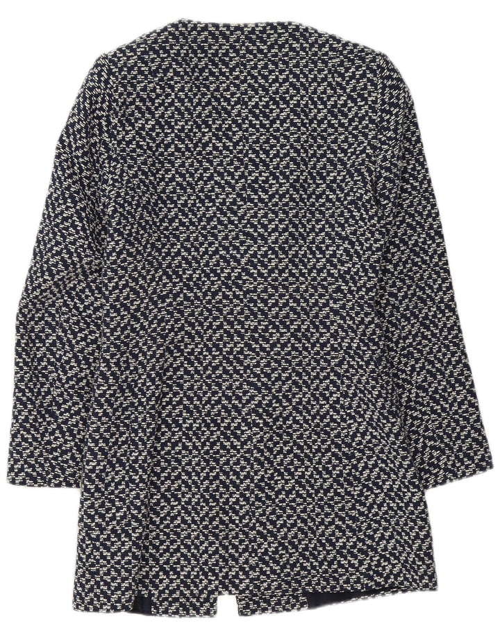 ZARA Womens Overcoat UK 10 Small Navy Blue Flecked