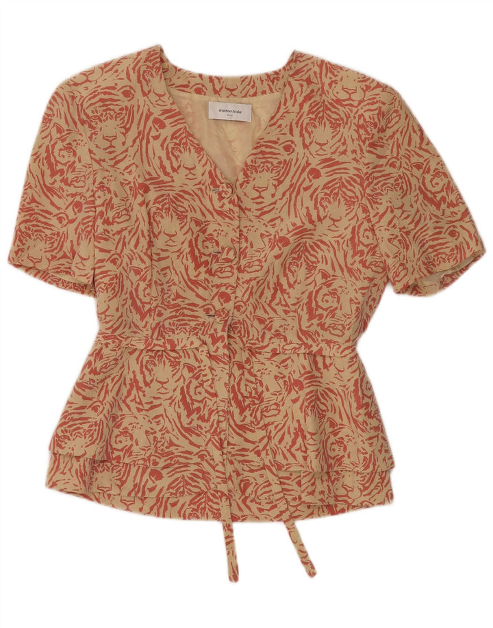 MARCO TESTA Damska marynarka zapinana na 3 guziki IT 42 Średni beżowy nadruk zwierzęcy