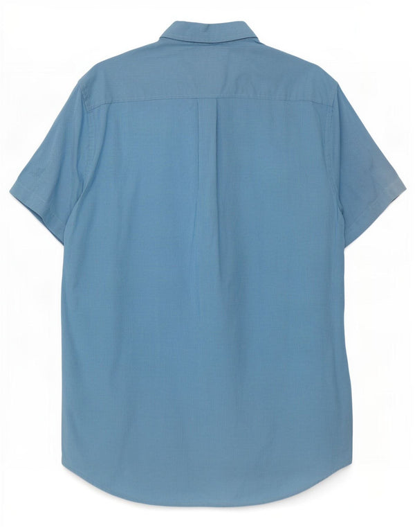 Superdry Mens Short Sleeve Regular Fit Shirt Medium Blue Houndstooth Cotton