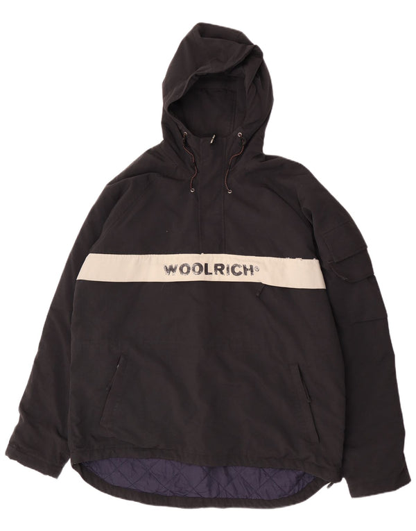 Męska kurtka Anorak z kapturem Woolrich UK 42 XL Czarny nylon z blokami kolorów