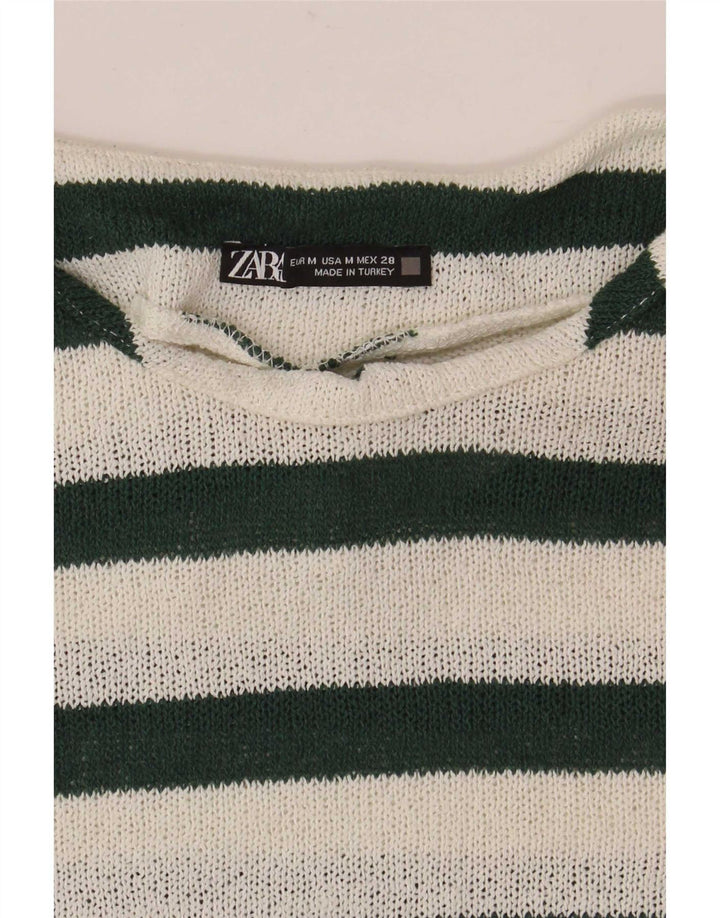 T-shirt damski Zara Top UK 14 w średnie białe paski
