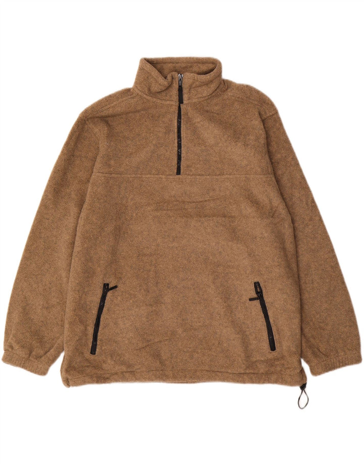 EDDIE BAUER Męski sweter polarowy XL z zamkiem błyskawicznym, brązowy, poliester