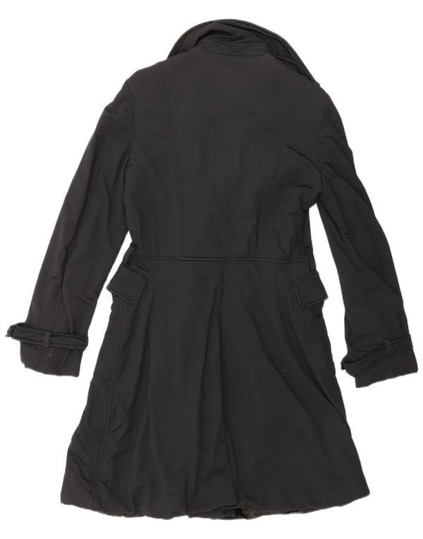 GAS Womens Double Breasted Trench Coat UK 10 Small Black Polyamide