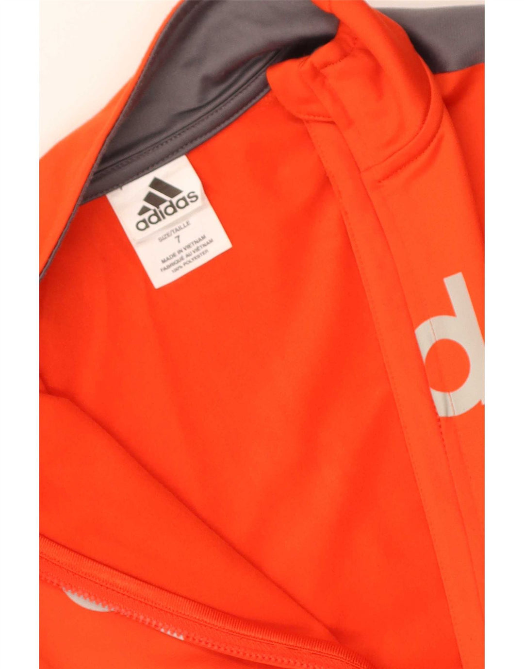 Chłopięca kurtka dresowa Adidas z grafiką, 6-7 lat, poliester w pomarańczowe paski