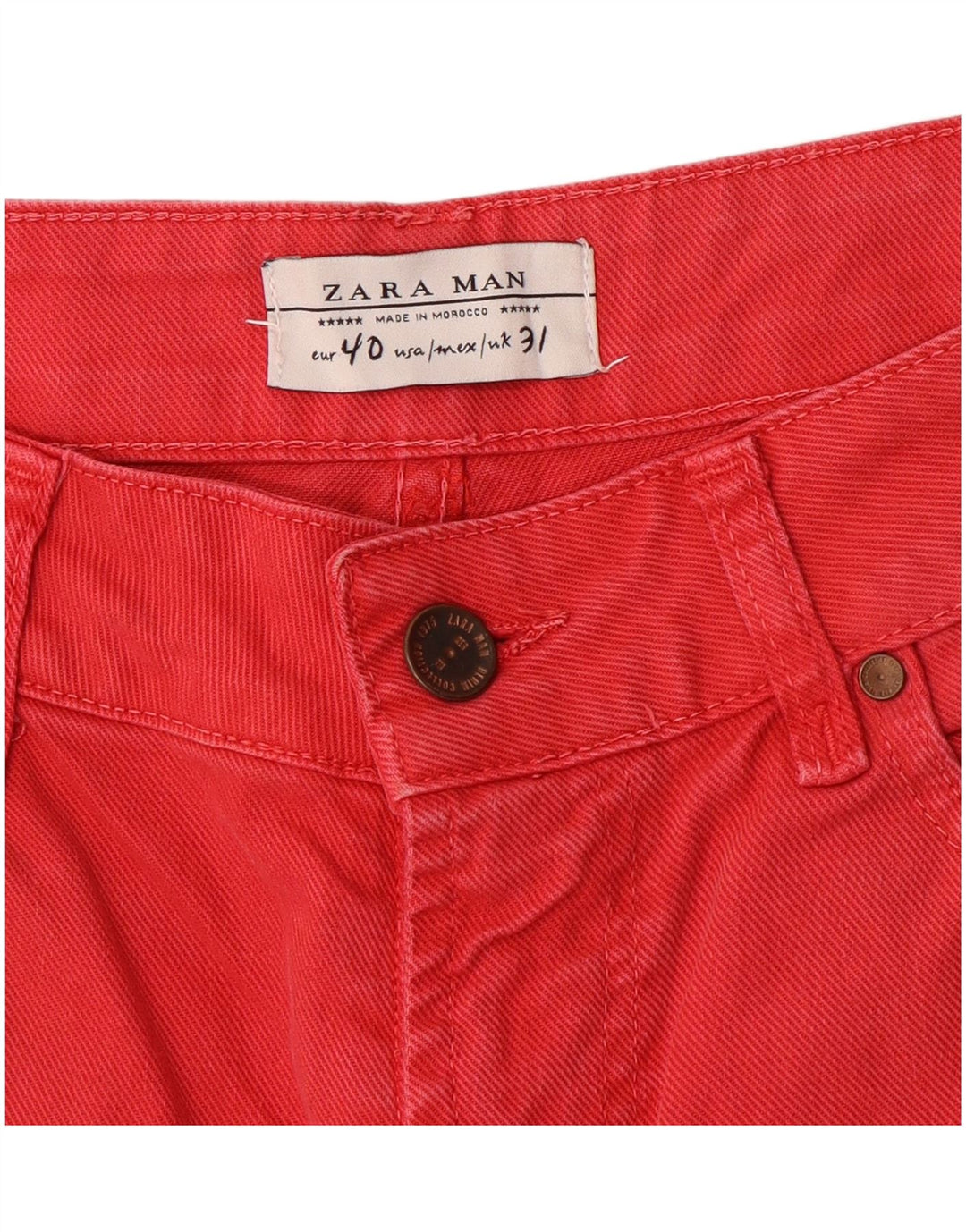 Męskie spodenki jeansowe Zara EU 40 Medium W31 Czerwone