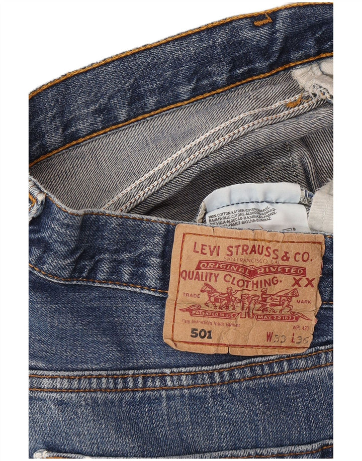 Męskie spodenki jeansowe LEVI'S 501 W33 Średnioniebieskie, bawełniane