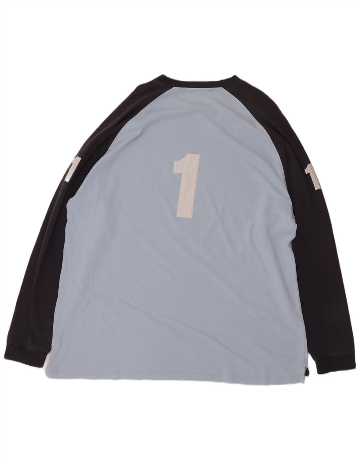 Męski top graficzny Hackett z długim rękawem, 2XL, niebieska bawełna z blokami kolorów