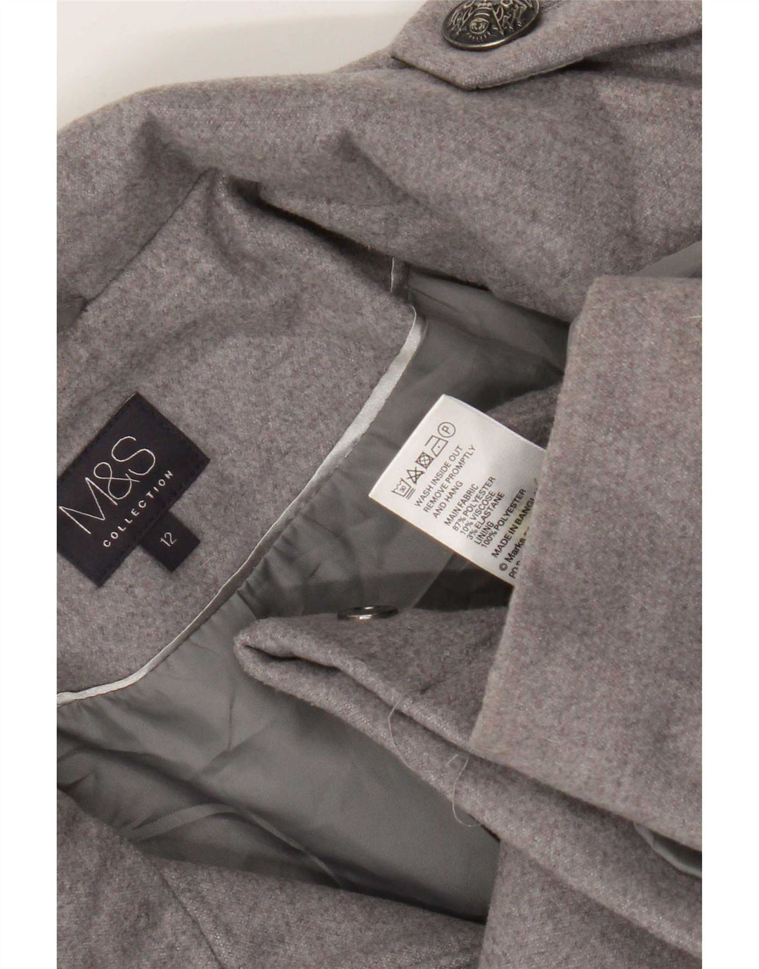 Marks & Spencer Damska krótka marynarka wojskowa UK 12, średnia szarość