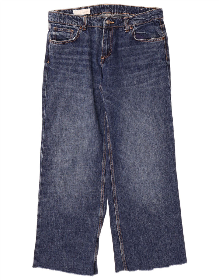 Damskie jeansy z szeroką nogawką Zara EU 40 Medium W30 L29 Niebieskie bawełniane