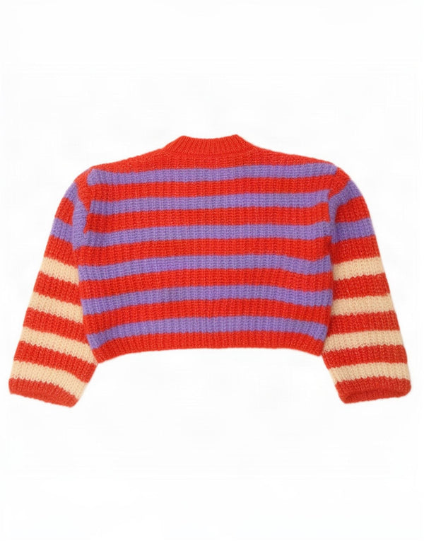 Zara Womens Turtle Neck Jumper Sweater UK 10 Small Red Striped Acrylic