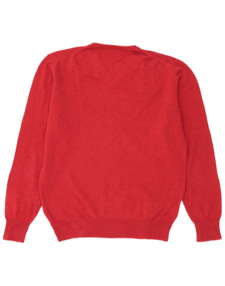 Męski sweter Massimo Dutti z dekoltem w kształcie litery V, średnia czerwona wełna
