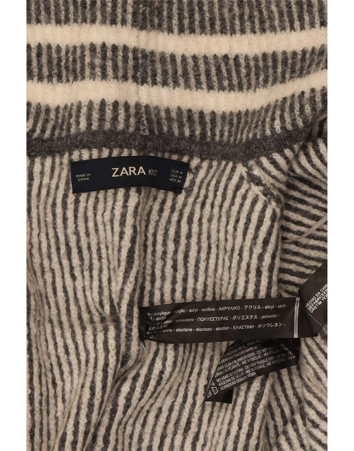Damski sweter oversize z rękawem 3/4 Zara UK 14 w średnie szare paski
