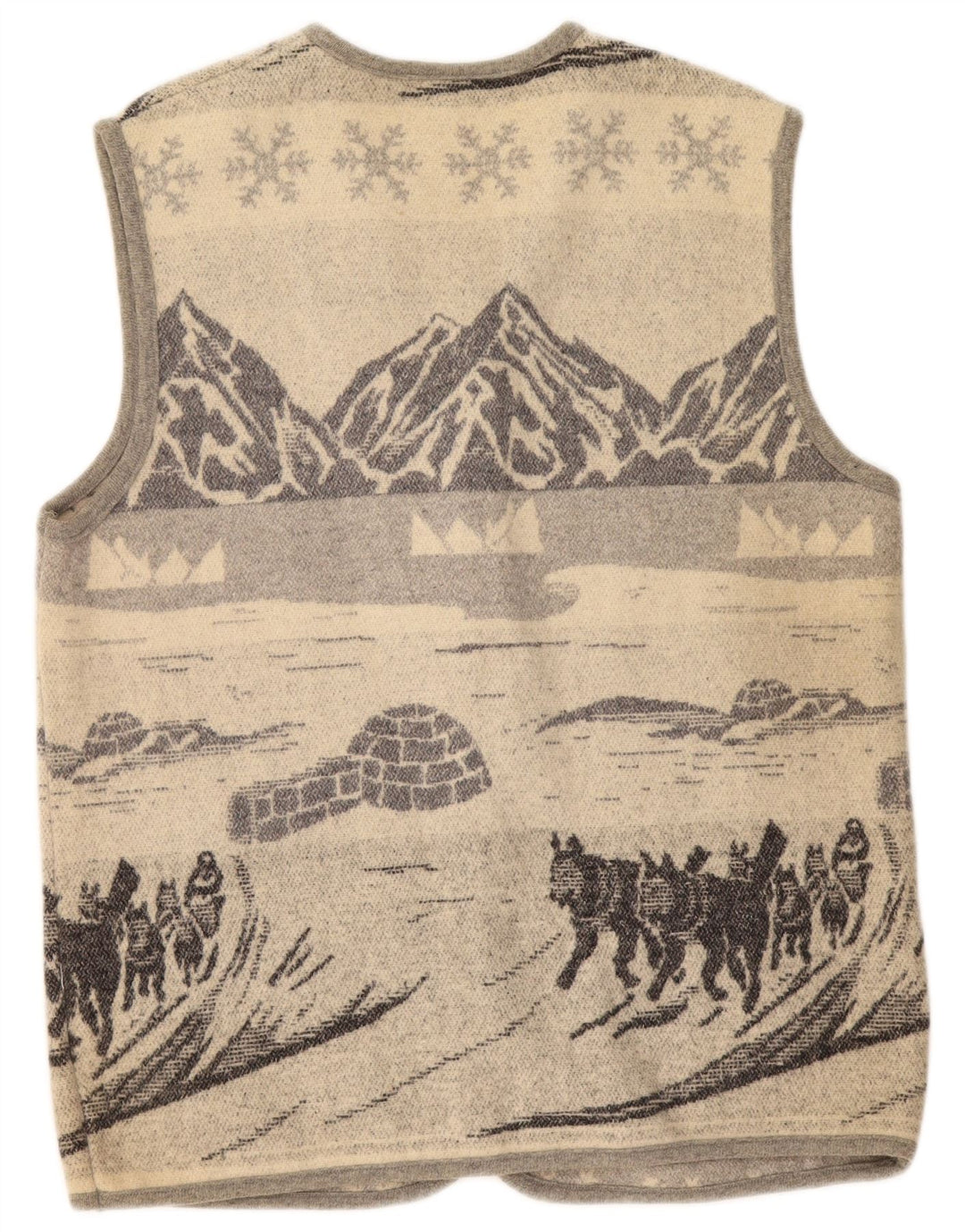 Męski sweter rozpinany bez rękawów w stylu vintage, średnioszary, wełniany