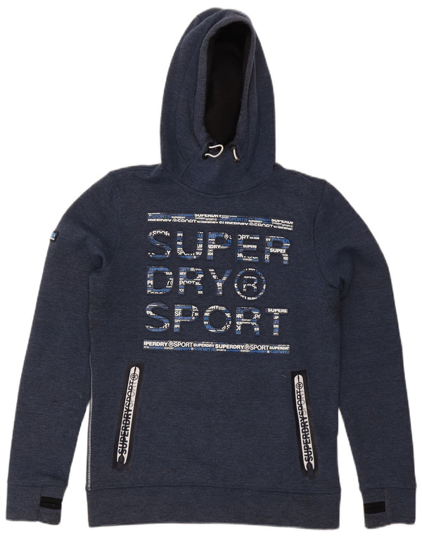 Męski sweter z kapturem Superdry z grafiką, mały, granatowy, poliester