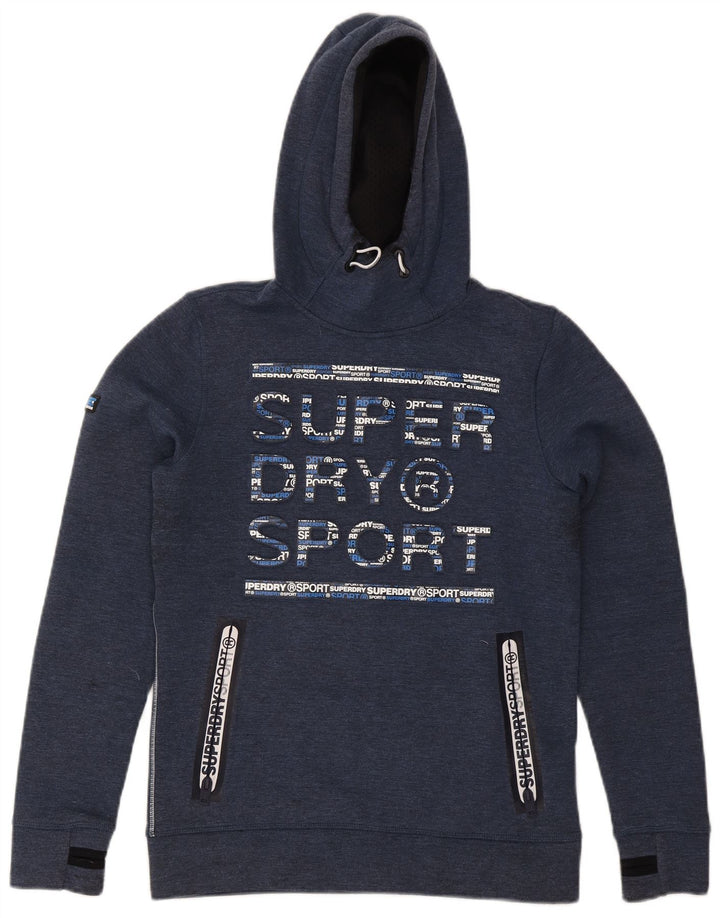 Męski sweter z kapturem Superdry z grafiką, mały, granatowy, poliester
