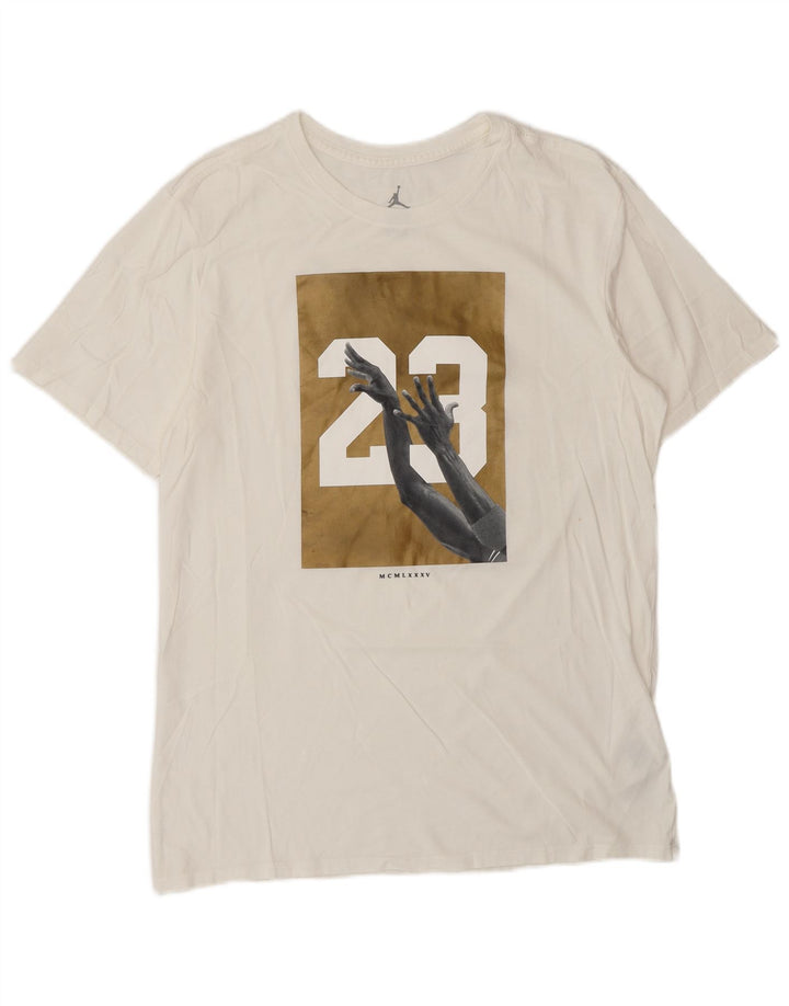 Męski T-shirt z grafiką Jordan, średni biały bawełniany