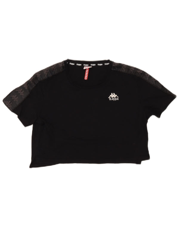 Damska koszulka Kappa Crop Oversize z grafiką Top UK 6 XS Czarna bawełna