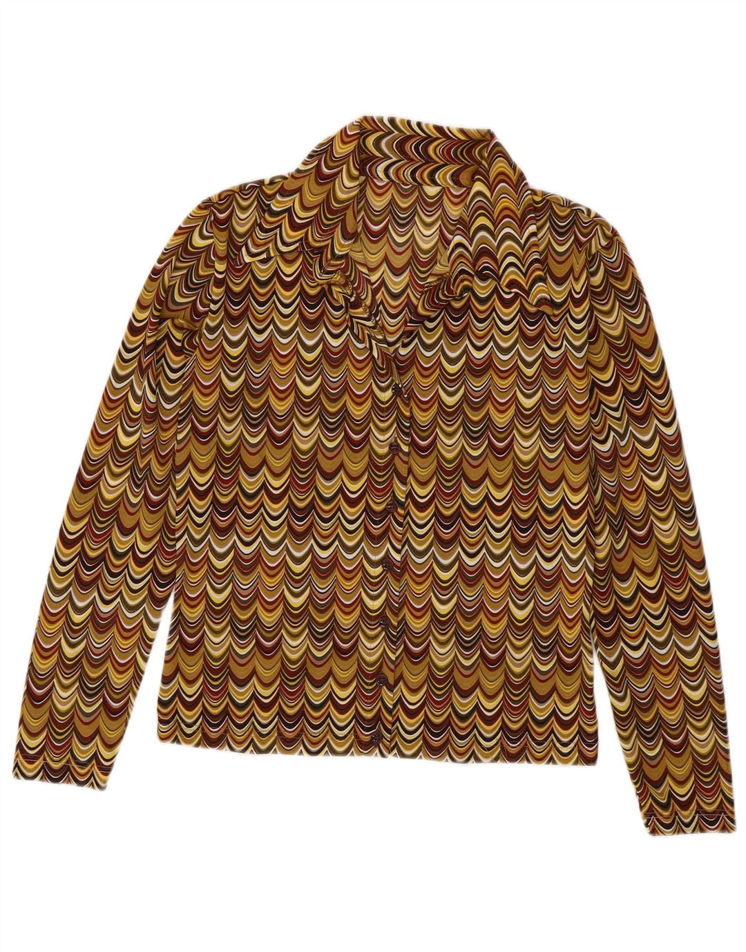 Damska bluzka koszulowa w stylu vintage UK 12 Średnia, wielokolorowa, geometryczna