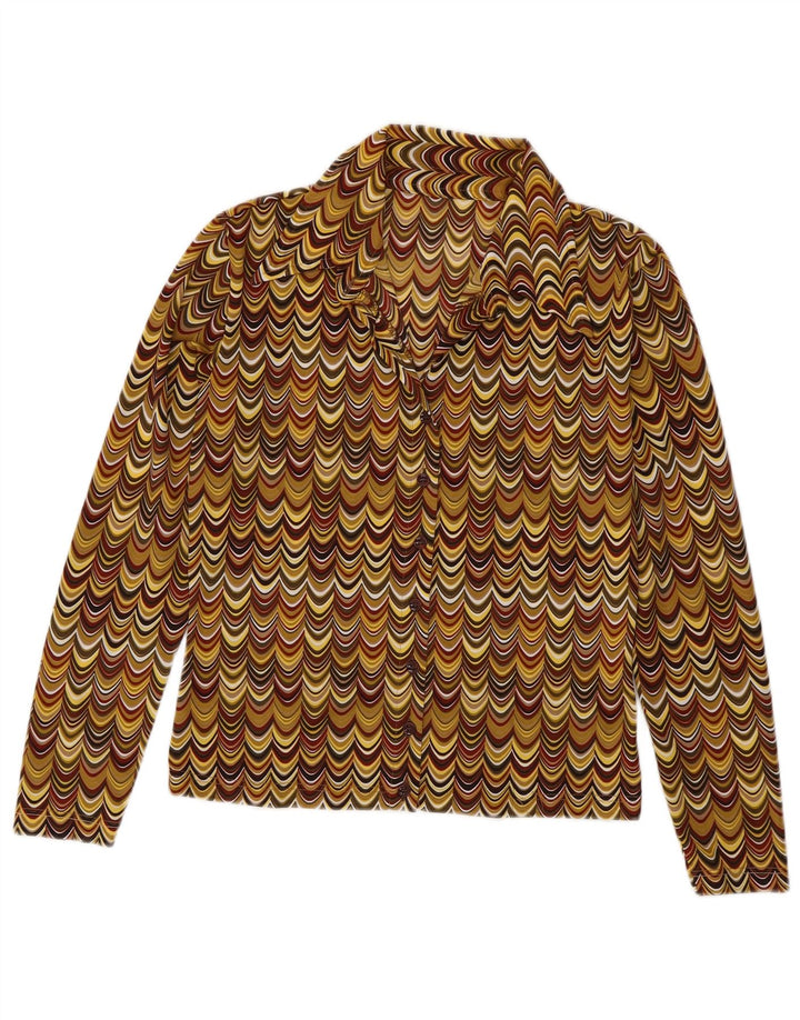 Damska bluzka koszulowa w stylu vintage UK 12 Średnia, wielokolorowa, geometryczna