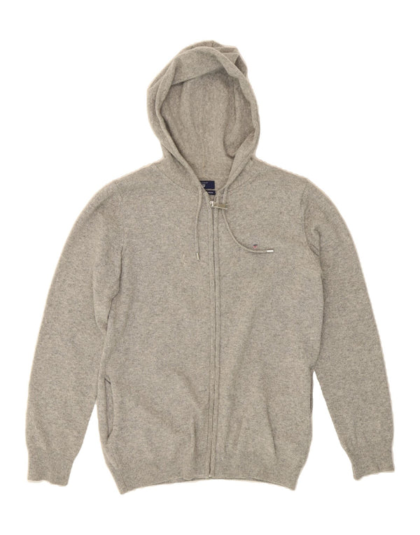 GANT Womens Hooded Cardigan Sweater UK 10 Small Grey Lambswool