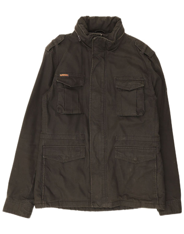 Męska kurtka wojskowa z kapturem Superdry UK 40, duża, czarna, bawełniana