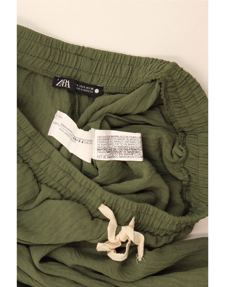 Damskie spodnie joggery Zara, małe, poliestrowe khaki