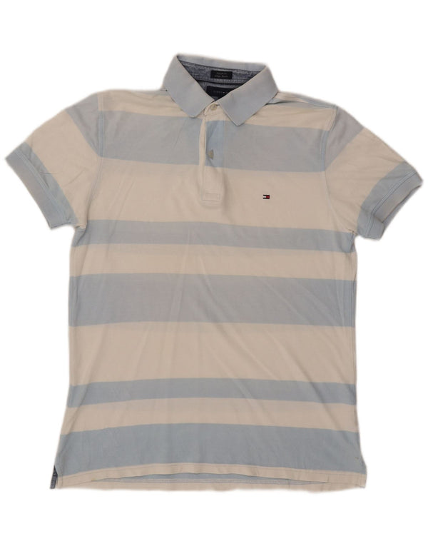 Męska koszulka polo Tommy Hilfiger o dopasowanym kroju, w średnie niebieskie paski