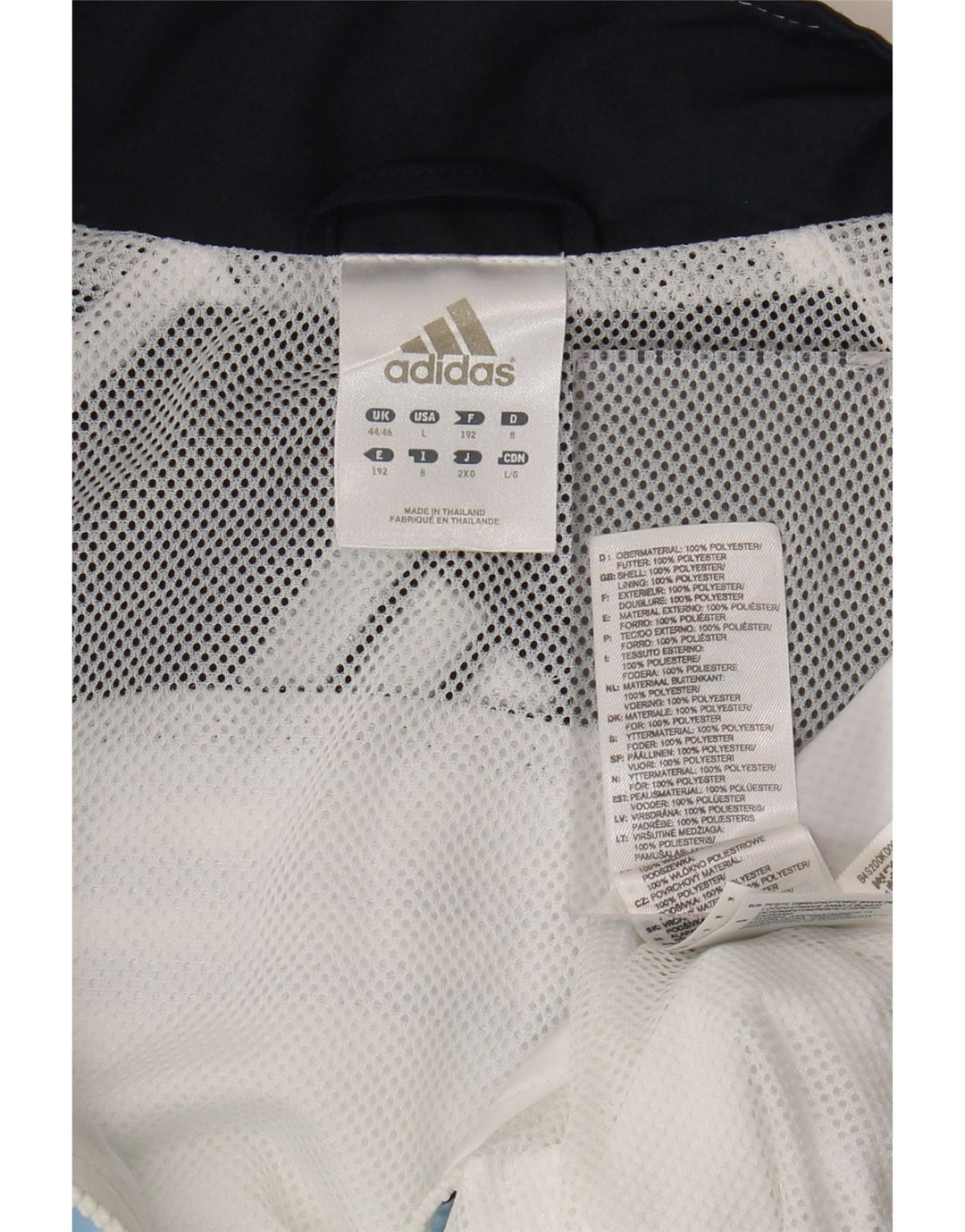 Adidas Męska bluza dresowa UK 44/46 Duży biały poliester z blokami kolorów