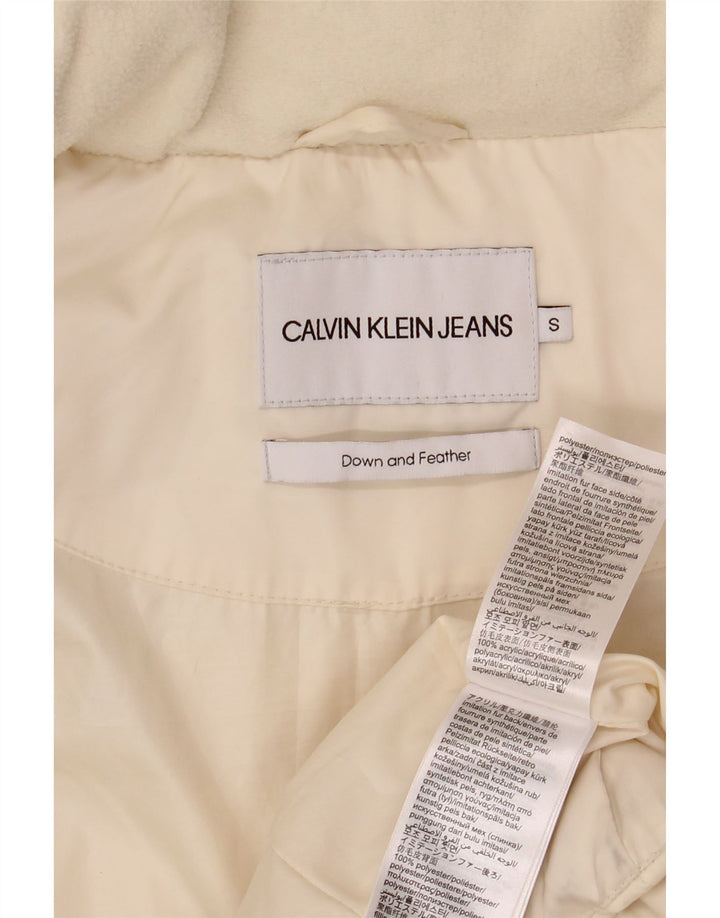 CALVIN KLEIN JEANS Damska kurtka oversize UK 10, mała w kolorze złamanej bieli