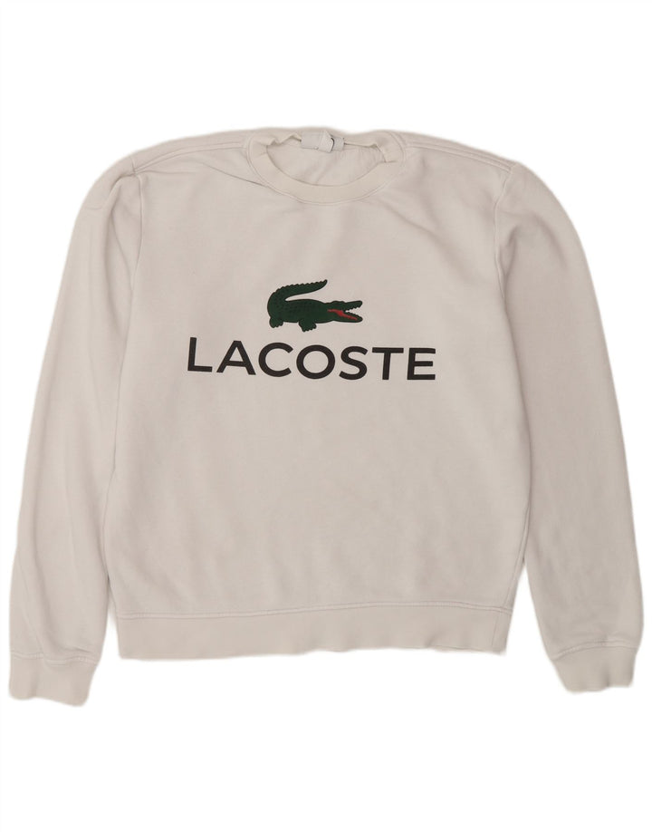 Lacoste Męska bluza z grafiką, rozmiar 3, mała, biała, bawełniana